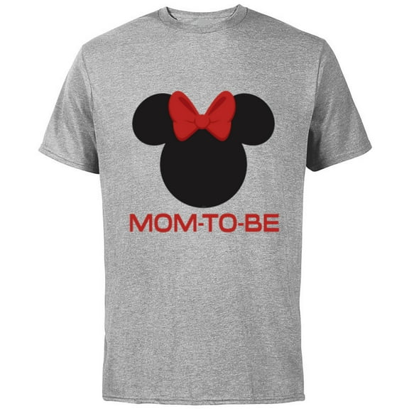 Disney Minnie Mouse Mom-to-Be Red Bow Family Mother’s Day - Short Sleeve Cotton T-Shirt for Adults - Customized-Athletic Heather