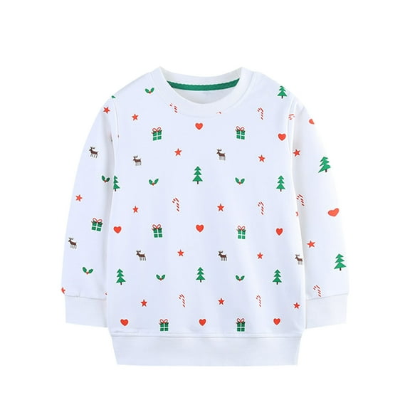 Favoffer Toddler Christmas Sweatshirt Boys Girls Crewneck Pullover Tops Blouse Long Sleeve Cotton T-Shirt Fall Winter Clothes 2-7Y