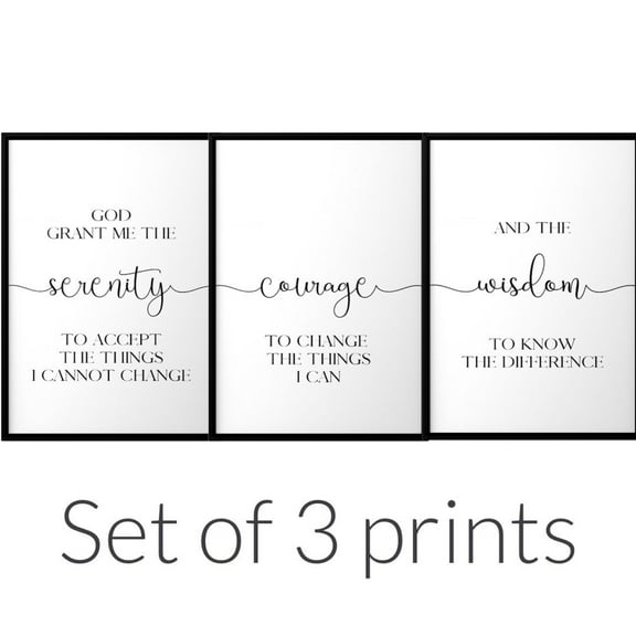 UNFFRAMED Serenity Prayer Posterset Religious Wall Art Set 3 Prints 8x12