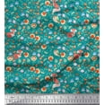 thumbnail image 1 of Soimoi Satin Silk Fabric Floral,Bird & Fox Cartoon Printed Craft Fabric by The Yard 42 Inch Wide, 1 of 1
