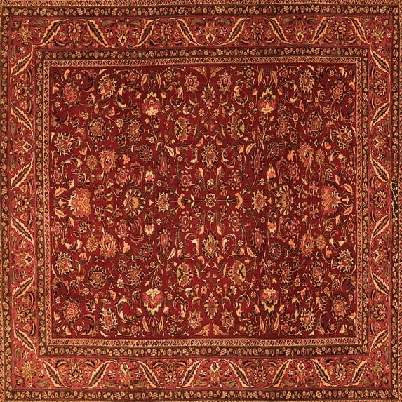 Ahgly Company Indoor Square Persian Orange Traditional Area Rugs, 7' Square