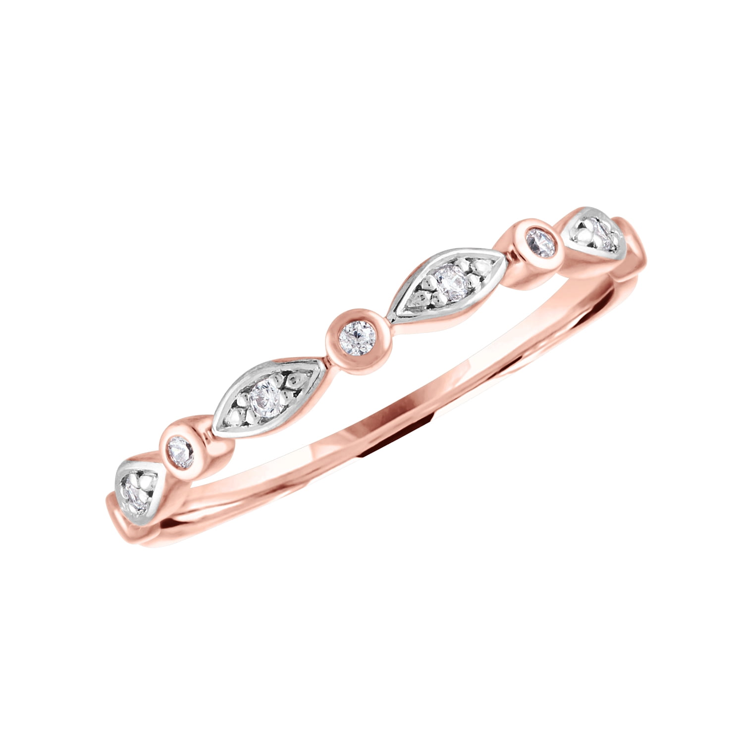 14kt Rose Gold Plated Genuine Diamond Accent Stackable Ring