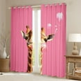 thumbnail image 2 of Homewish Animal Giraffe Black Out Curtains for Teens Boys Girls,Pink Brown Curtains Pack of 2 (42x63 Each),Pink Bubbles Bedroom Curtains,Ultra Soft Home Decor, 2 of 6