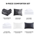 thumbnail image 5 of Regency Heights King Size Comforter Set, 9-Piece Bed Set Bed in a Bag with Bed Sheets and Side Pockets, Pillowcases and Shams, King Size Bedding Sets, Black, 5 of 10