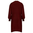 thumbnail image 5 of HAPIMO Women's Winter Outfits Solid Color Overcoats Long Sleeve Outwear Casual Cardigans Fashion Midi Peacoat Trench Coats Open Front Knitted Fall Red M, 5 of 8