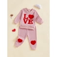thumbnail image 4 of Infant Toddler Baby Girl Valentines Day Outfit Love Heart Sweatshirt Pant Sets Valentine's Gift Set, 4 of 8