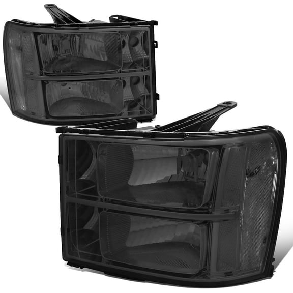 DNA Motoring For 07-14 GMC Sierra 1500 2500 3500 HD Smoked Clear Corner Headlight Lamps Pair