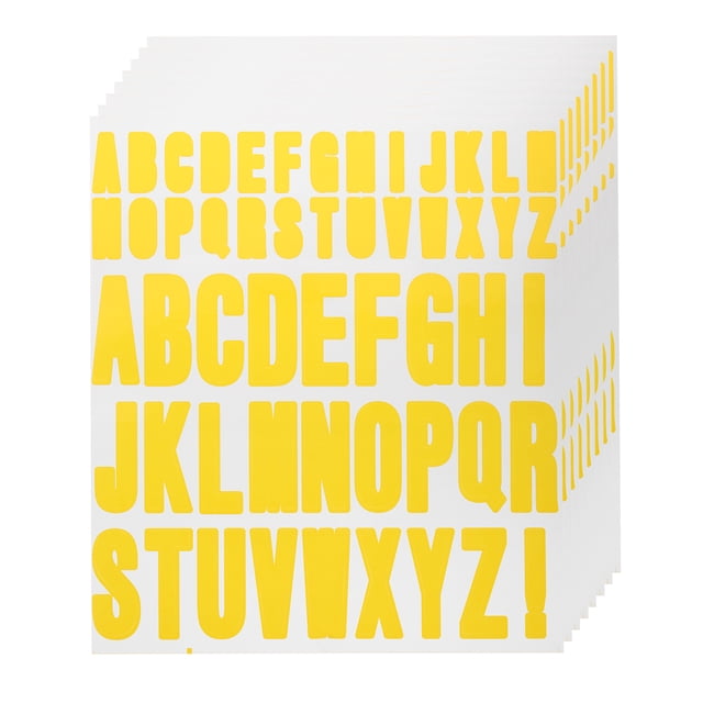 Uxcell 9.1 x 7.7 pulgadas 8 Hojas Calcomanías de Letras Letras de Vinilo para Calcomanía Interior Exterior Amarillo