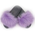 thumbnail image 3 of ORUYROP Women Artificial Fur Slide Slippers Soft Furry Open Toe Slip On Sandals, 3 of 3