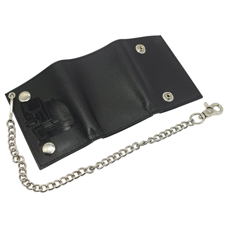 Genuine Leather Men's Chain Biker Wallet Long Bifold Checkbook RFID  Blocking Wallets for Men