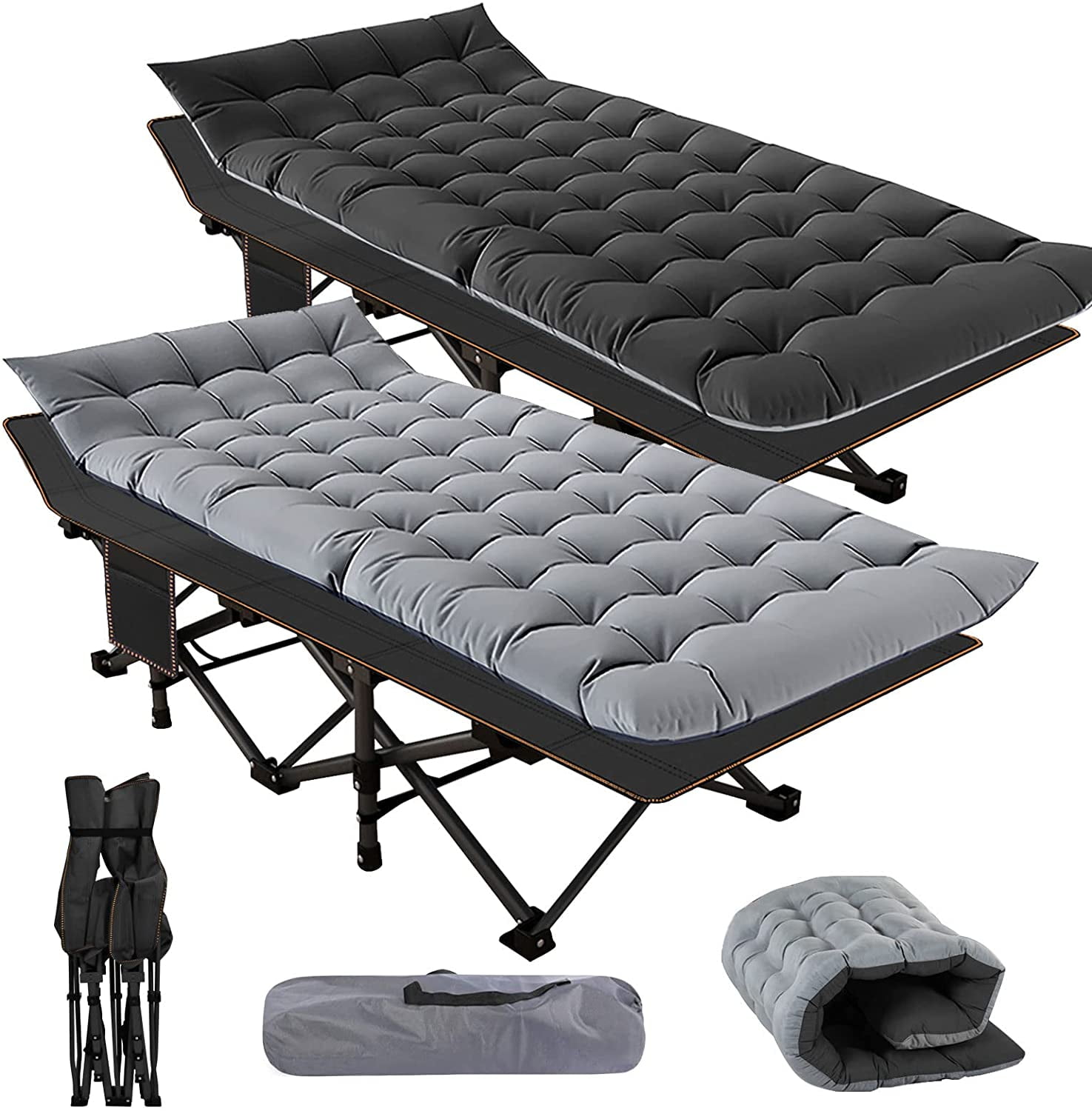 Set of 2 Folding Camping Cot, Sleeping Cot Bed, Foldaway Guest Bed with