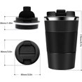 thumbnail image 2 of 2 pcs Travel Mug,380ml/13oz Insulated Coffee Cup with Leakproof Lid - Insulation Stainless Steel for Coffee and Tea(Black -Qin, 2 of 5