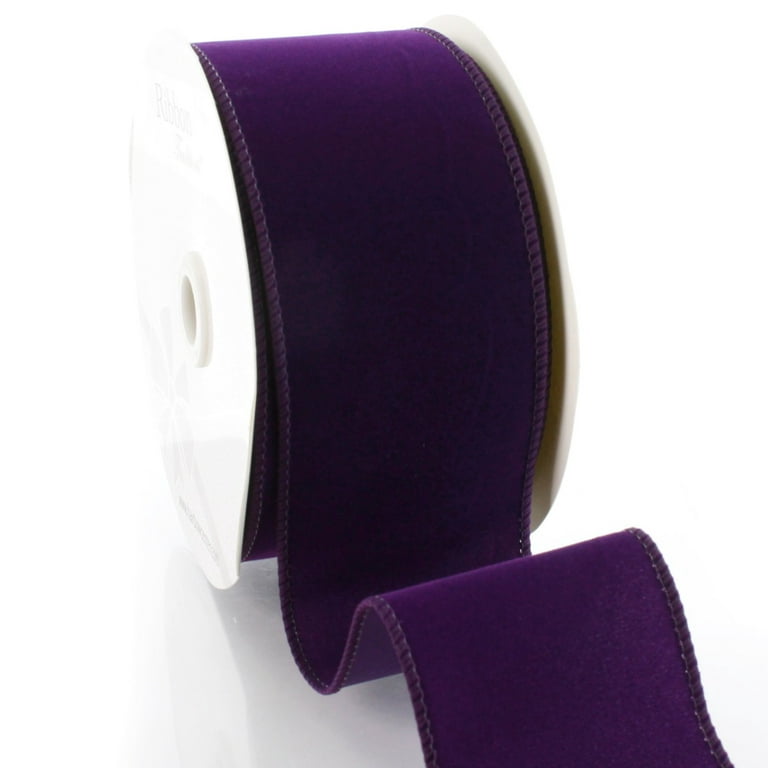 Ribbon Traditions 2.5 Wired Suede Velvet Ribbon Rustic Plum - 10