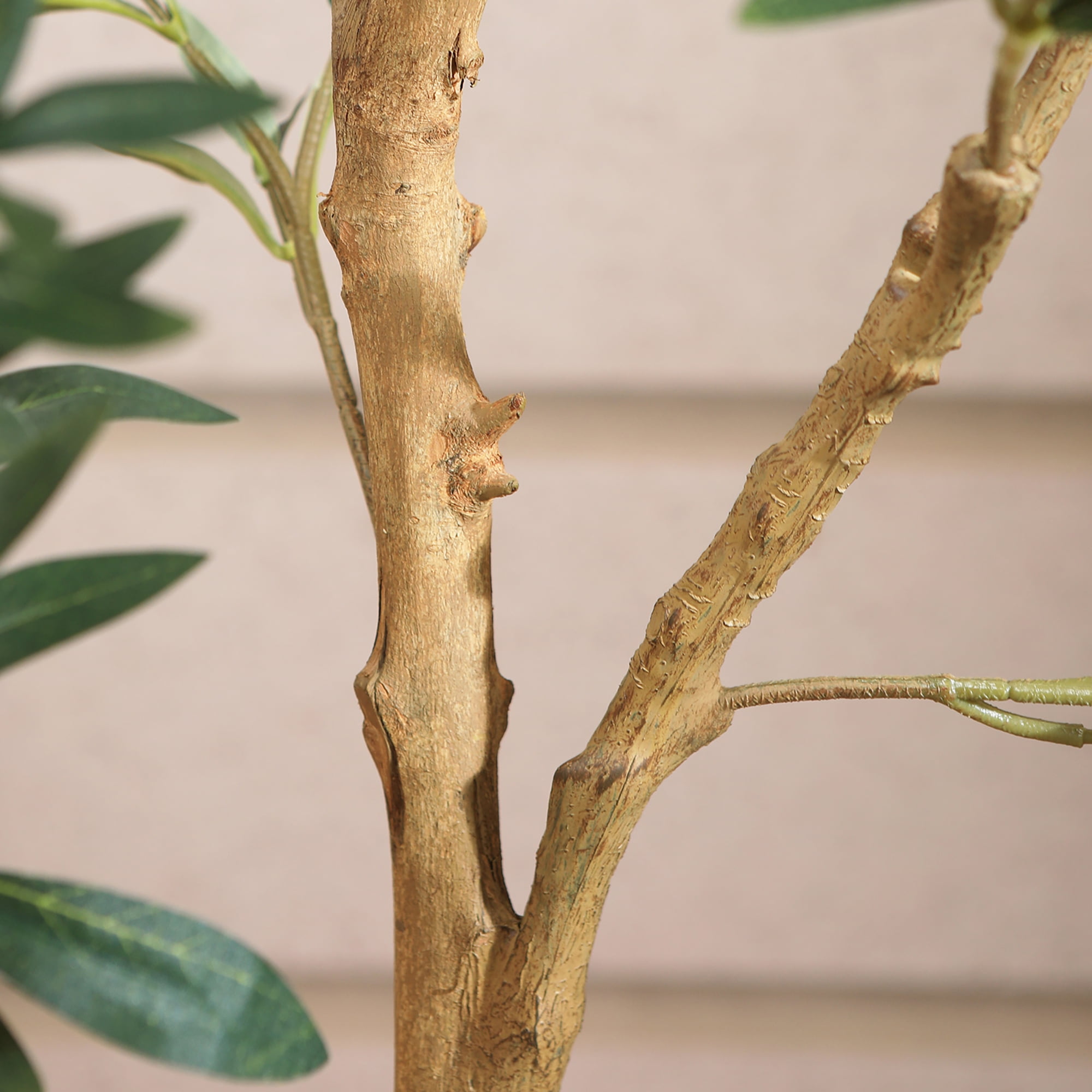 DR.Planzen 6ft Artificial Olive Tree Indoor, Tall Faux Olive Tree, Artificial Plants with Natural Wood Trunk and Lifelike Fruits for Home Office Decor