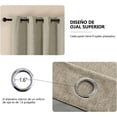 thumbnail image 4 of Lino Cortinas Blackout con Aislamiento Térmico, 100% Blackout y Ojal Superior Cortina para Recámara y Ventana de Sala, Capa Trasera de Revestimiento Gris, 2 Paneles, 132 x 241 cm, Natural, 4 of 9
