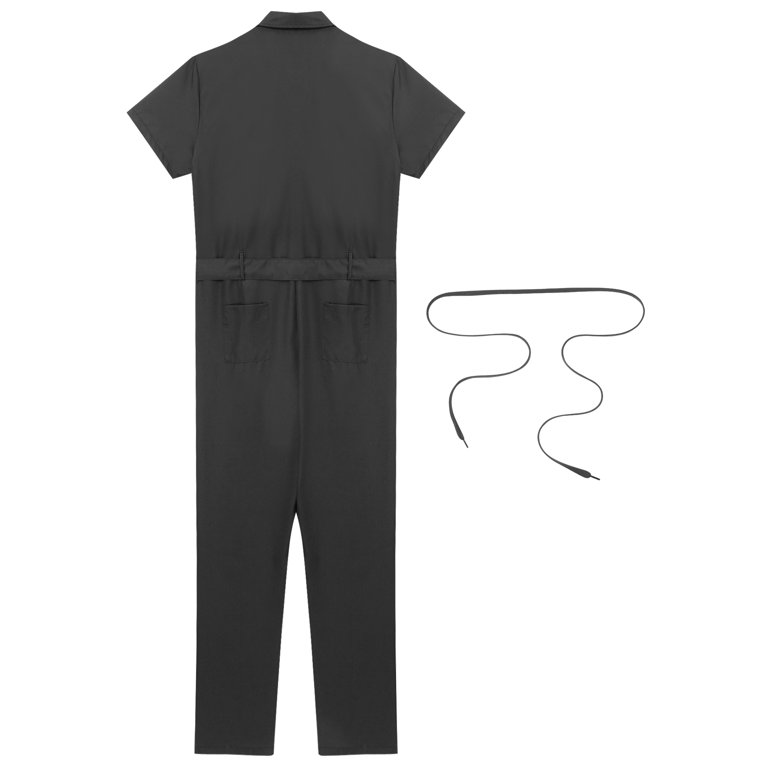 Doomiva Men's Solid Color Short Sleeve Coveralls Zip-up