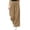 #Khaki 1, variant on Women Wide Leg Pants Solid Elastic Waist Ribbed Pockets Casual Trousers