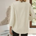 thumbnail image 6 of Holzkary Women's Waffle Knit Tops 2025 Long Sleeve V Neck Shirts Business Casual Blouses Basic Shirts Womens Notched Women's Spring Full Print Notched Neck 3/4 Sleeve Blouse Work Shirt Beige L, 6 of 6