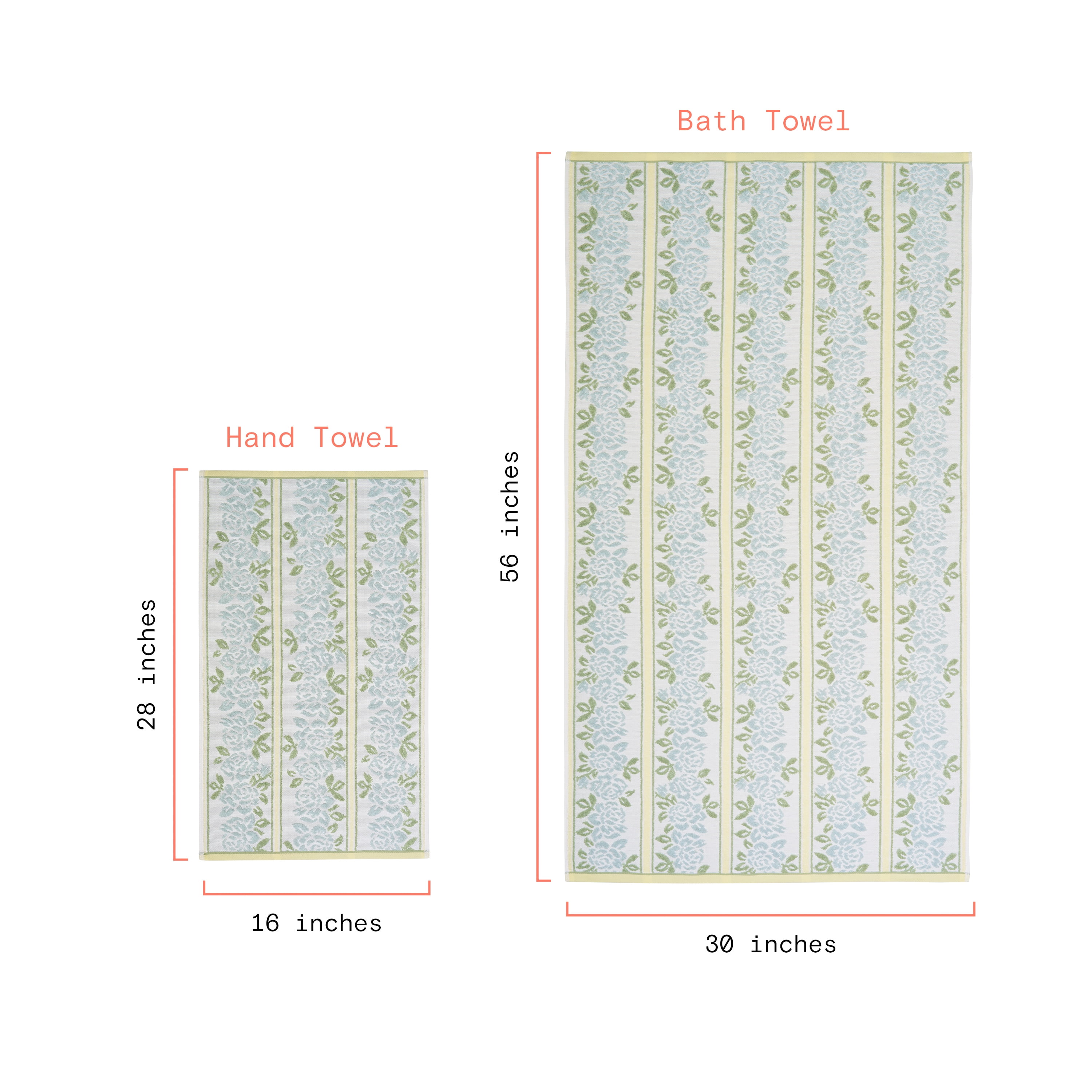 Beautiful by Drew Barrymore 4-Piece Wallpaper Bath Towel Set, Soft 100% Cotton, Halo