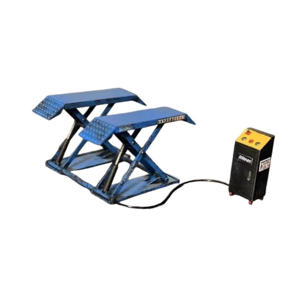 Modelo de elevador a escala 1:64, elevador de automóviles en miniatura, simulación creativa, pintado a mano, juguete de simulación, colección robusta, Aspecto rústico azul