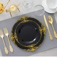 thumbnail image 2 of Hioasis 350pcs Black and Gold Plastic Plates with Gold Plastic Silverware For Weddings&Parties Served for 50Guests include 50Dinner Plates 50Dessert Plates 50 Rolled Napkins with Gold Cutlery 50Cups, 2 of 4