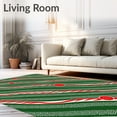 thumbnail image 2 of ODIKA 6'x9' Machine Washable Non-Slip Area Rug, Holiday Ribbon Twist Interlocking with Peppermint and Pine Accents High Traffic Rug with Pad, Green, 628566, 2 of 8