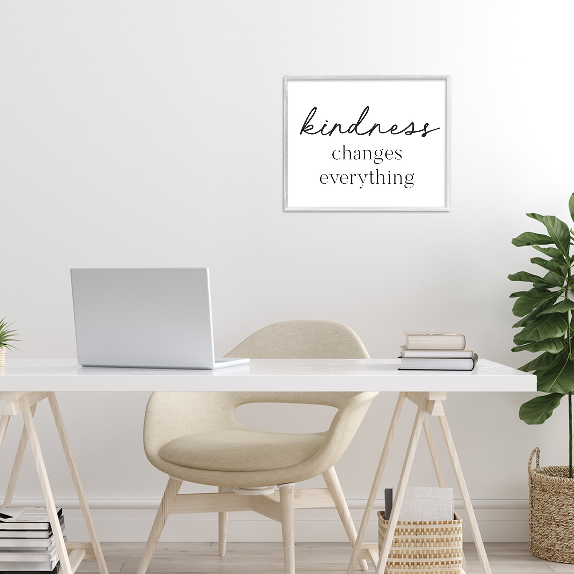 Kindness Changes Everything White Framed Giclee Art, design by Lettered and Lined