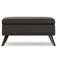 thumbnail image 4 of Owen 36 inch Wide Mid-Century Modern Square Coffee Table Storage Ottoman in Tanners Brown Vegan Leather, 4 of 12