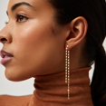 thumbnail image 2 of Gold/Silver Dangle Earrings for Women Dainty Long Tassel Drop Earrings, Hypoallergenic Dangling Lip Block Snake Chain Leaf Twisted Threader Earrings for Women Jewelry, 2 of 6