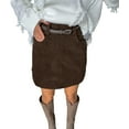 thumbnail image 2 of Womens Corduroy Mini Skirt High Waisted Basic Casual A-Line Short Fall Winter Skirts Dark Brown S, 2 of 7