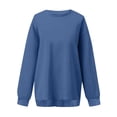 thumbnail image 4 of Crew Neck Sweatshirts Women Fall Oversized Crewneck Sweatshirt Vintage Fleece Pullover Loose Fit Cute Y2K Hoodie Blue S, 4 of 5