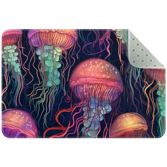 OWNTA Jellyfish Pattern Polyester Non-Slip Machine Washable Office Rug, Game Mat, and Office Mat - 31x20in