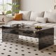 thumbnail image 1 of Mesa de centro de vidrio transparente, mesa auxiliar moderna de lujo para sala de estar, muebles de estilo chino Couchtisch móviles de pie de diseño, 1 of 3