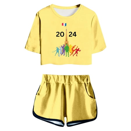 

Outfits for Teens Short Sleeve Prints T-Shirt Trendy Sports Fans Gift Tops Shorts Suits for Kids