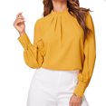 thumbnail image 1 of Camisa suelta, camisa de mujer, camisa pequeña de color sólido alto, pulóver de funcionamiento suave, 1 of 6