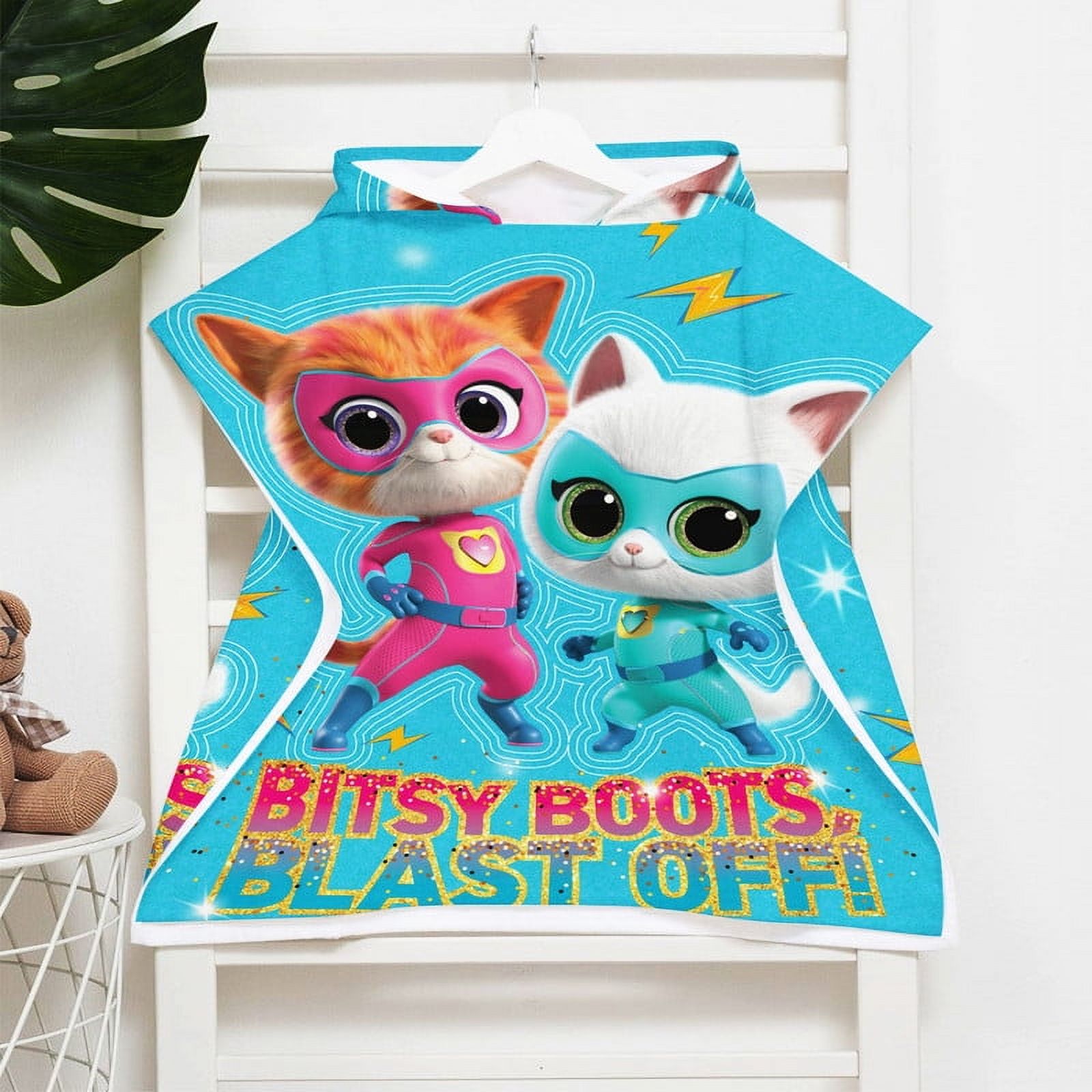 Super Kitties Hooded Poncho Towels, Soft & Absorbent Microfiber Beach Towel, Swimming Pool Changing Robe Bathrobe Bath Towel