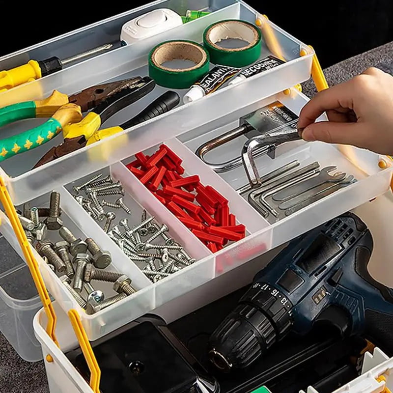 Small Tackle Box with 2 Tray Hardware Organizer Portable Multipurpose Storage Box for Snacks Screws Nuts Lure Case A