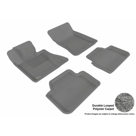 - 3D MAXpider Stylish Custom Fit All Weather Floor Mats for 2004-2010 BMW X3 (E83) Front & Second Row in Gray Carpet