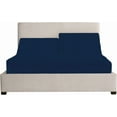 thumbnail image 3 of 4 Piece Top Split King Sheets for Adjustable Bed for Sleep Number Bed 34" Flex Top Fits 21" Deep Mattress 100% Egyptian Cotton 800 Thread Count Split Top King - Navy Blue Stripe, 3 of 7