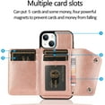 thumbnail image 3 of Compatible with iPhone 14 Wallet Case with Card Holder Crossbody Neck Strap Lanyard Handbag Wrist Strap Purse for Women PU Leather Flip Case with Credit Card Kickstands Stand Case Rose Gold, 3 of 16