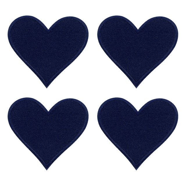 Uxcell 4Pack Parche de Corazón Termoadhesivo, Parche Bordado de Corazón de 70 mm en Azul Oscuro