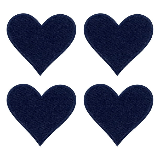 Uxcell 4Pack Parche de Corazón Termoadhesivo, Parche Bordado de Corazón de 70 mm en Azul Oscuro