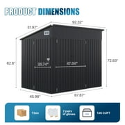 Dateyes 8' x 4' Metal Storage Shed with Triple Doors, Lockable Lean-to Design & Vents, Black