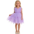 thumbnail image 4 of IBTOM CASTLE Toddler Flower Girl Dress Baby Butterfly Ruffle Tulle Tutu Dress Princess Birthday Party Pageant Formal Wedding Prom Gown Purple, 4 of 7