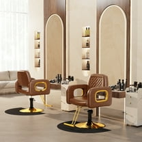 Baasha New Gold Salon Chair, Hair Styling Chair with Upgraded Comfortable Cushion, 360°Swivel Hair Chair for Hair Stylist, Professional Styling Chair for Salon, Weight Capacity Up to 440 lbs - Black