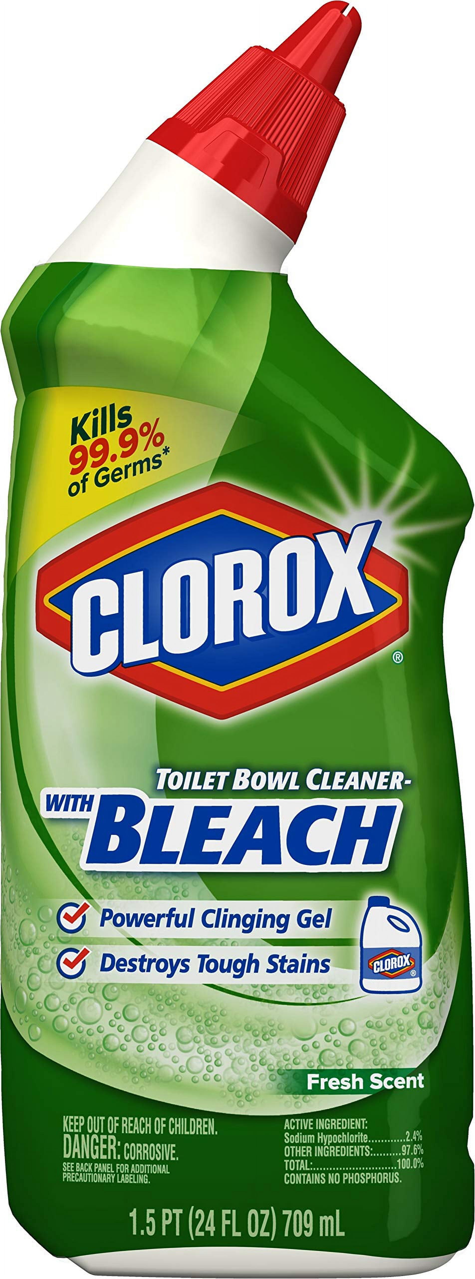 Clorox Toilet Bowl Cleaning Gel - Bleach Formula, Cool Wave Scent, Cleans Stains & Hard Water