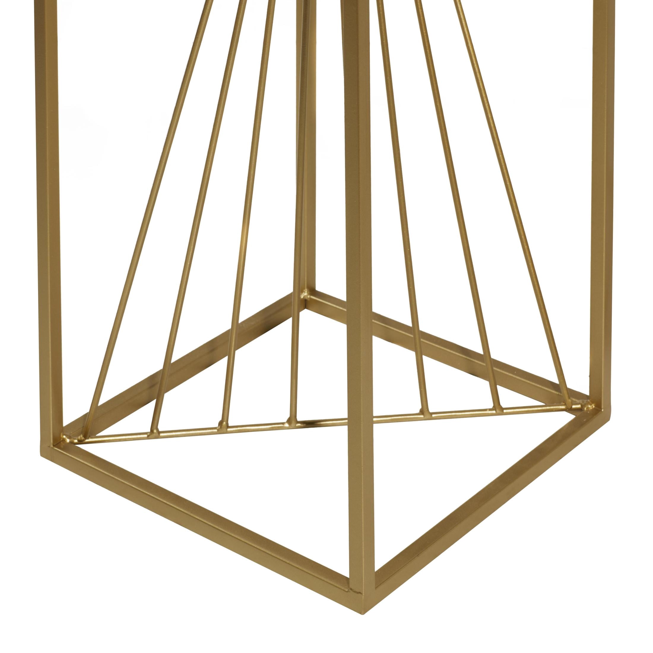 DecMode Contemporary Metal Square Pedestal Table, with Gold/Black Finsh, Set of 2 30", 26"H