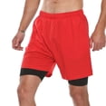 thumbnail image 6 of FEDTOSING Men's 2 in 1 Running Shorts Red Quick Dry Athletic Shorts With Pockets,up to 3XL, 6 of 7