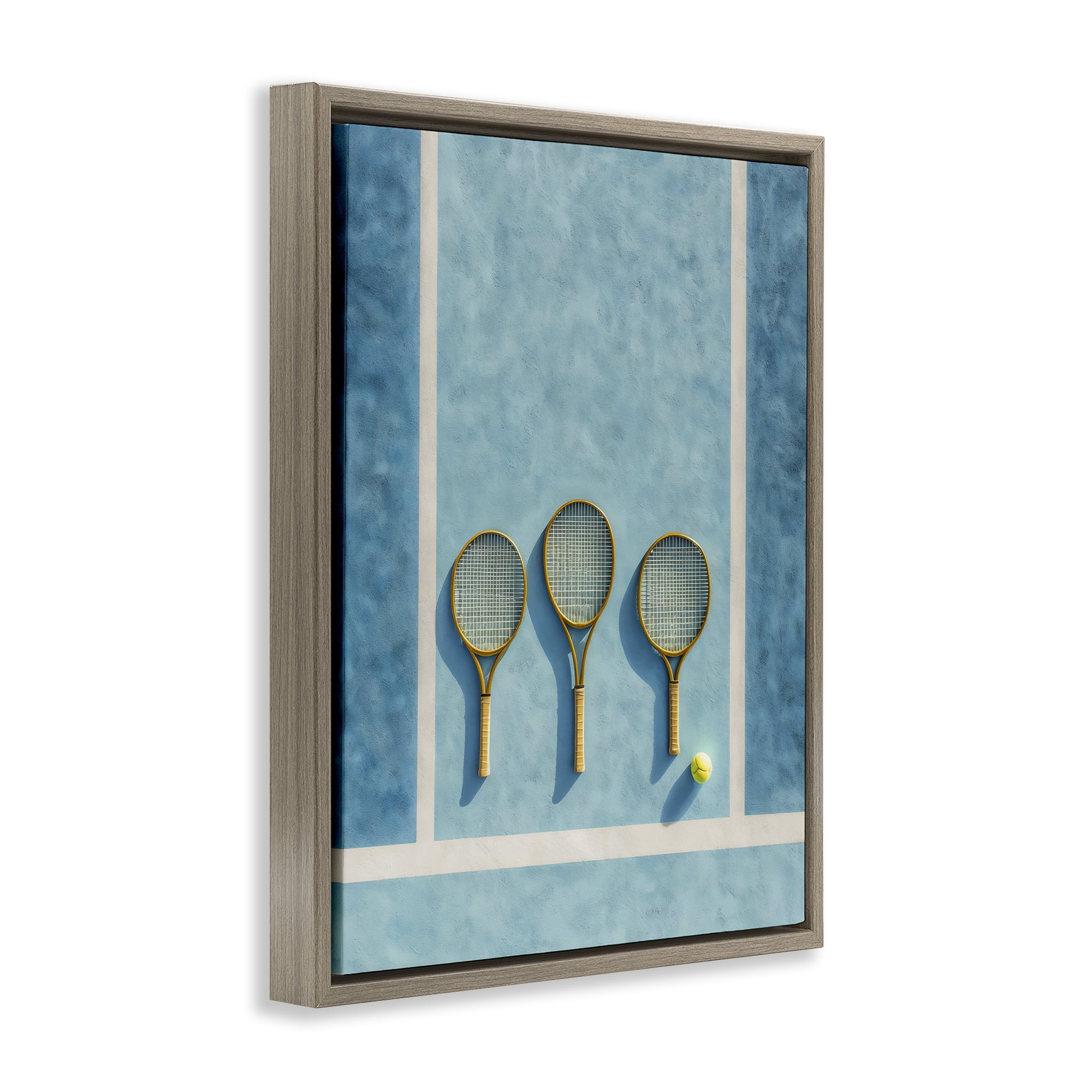 Tennis Racket Trio Brown Framed Floater Canvas Wall Art, design by Franklyn Gregory
