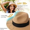 thumbnail image 7 of Straw Hats for Women, Beach Hats for Women Packable, Khaki Wide Brim Roll Up Hat for Beach And Camping, Soft Foldable Summer Breathable Sun Hat UPF50+, 7 of 7